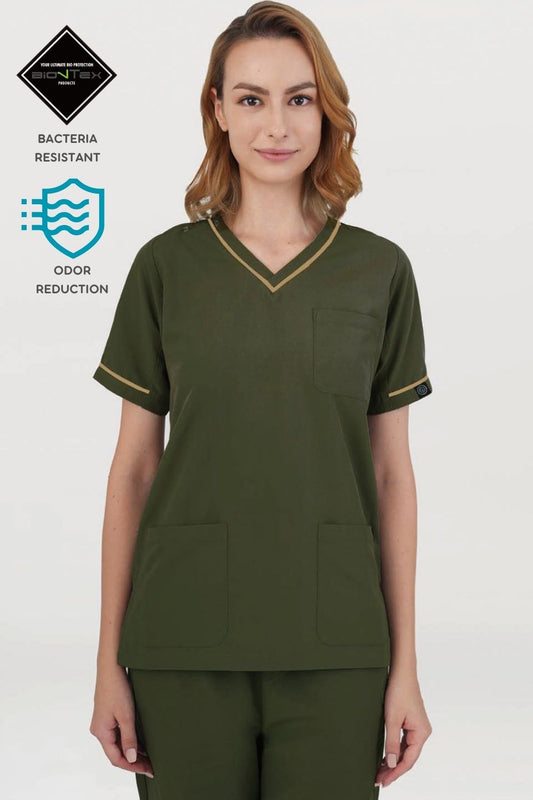 Women's BIONTEX™ contrast piping scrub Tops